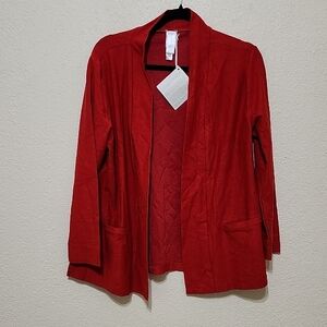 Red Shawl Collar Blazer with Relaxed Fit